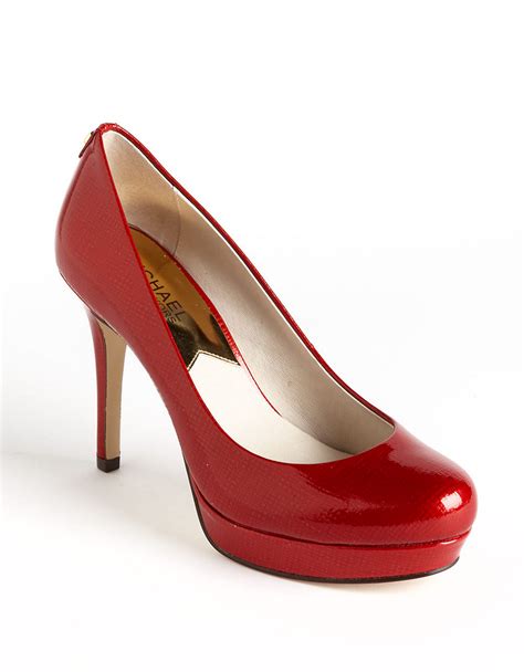 michael kors red patent leather heels|Michael Kors red shoes women.